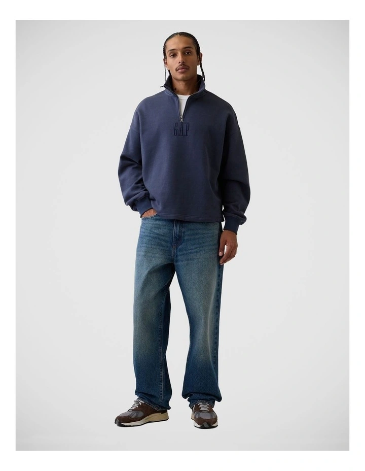 Heavyweight Oversized Logo Quarter-Zip Pullover image 3