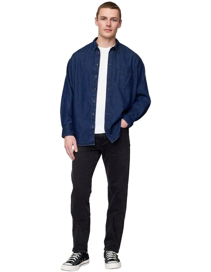 Straight Str Jeans in Black image 4