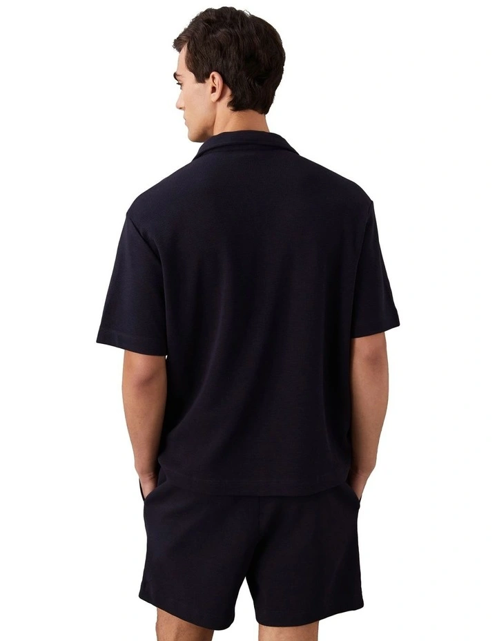 Short Sleeve Cotton Waffle Camp Shirt in Night Sky image 2