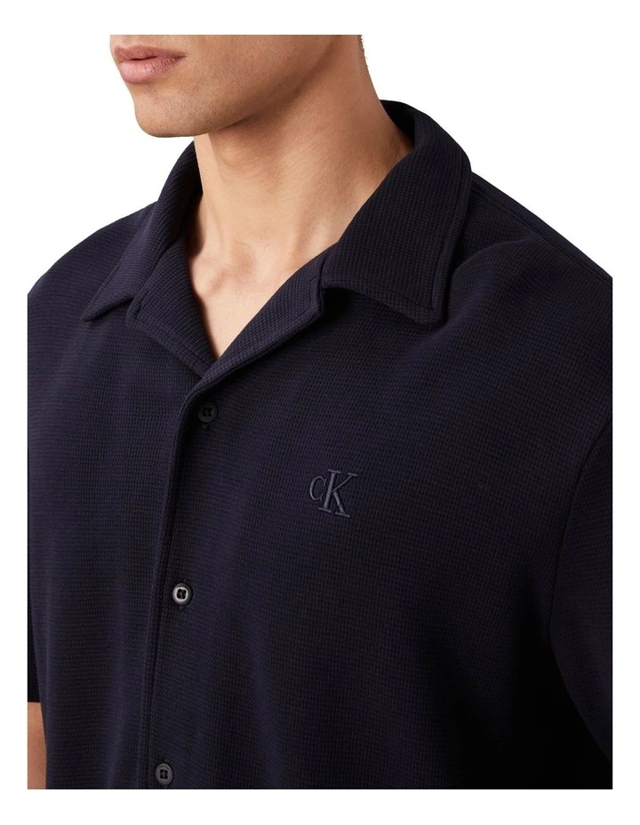 Short Sleeve Cotton Waffle Camp Shirt in Night Sky image 3