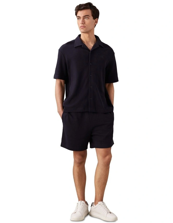 Short Sleeve Cotton Waffle Camp Shirt in Night Sky image 4