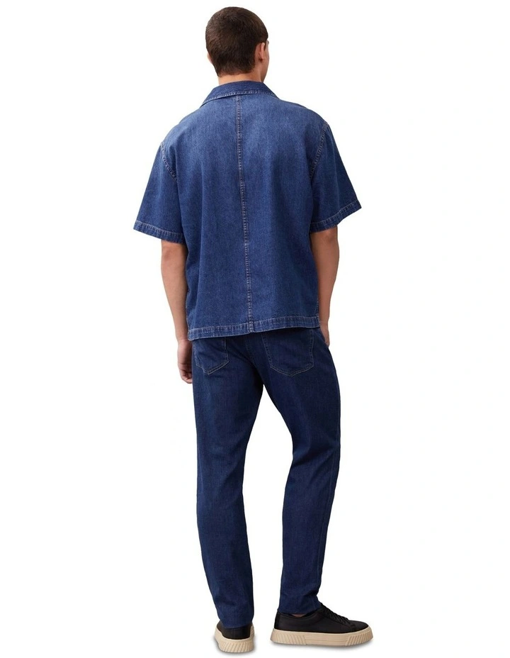 Short Sleeve Denim Camp Shirt in Nile Blue image 2