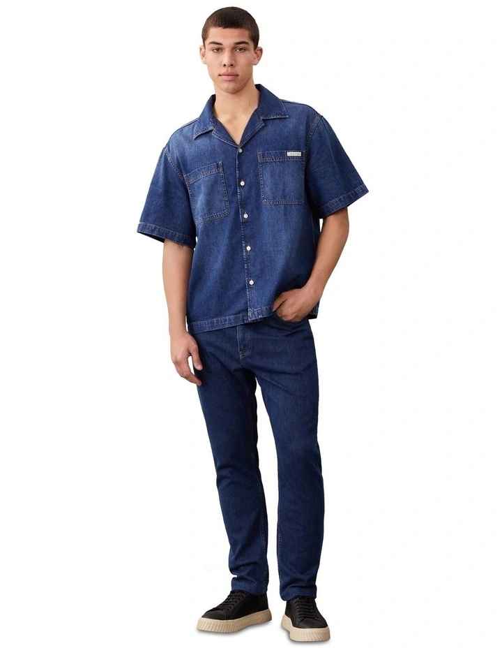 Short Sleeve Denim Camp Shirt in Nile Blue image 4