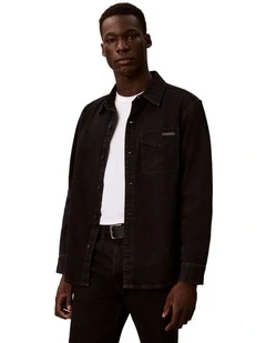 90S Denim Overshirt in Blue Black Stone