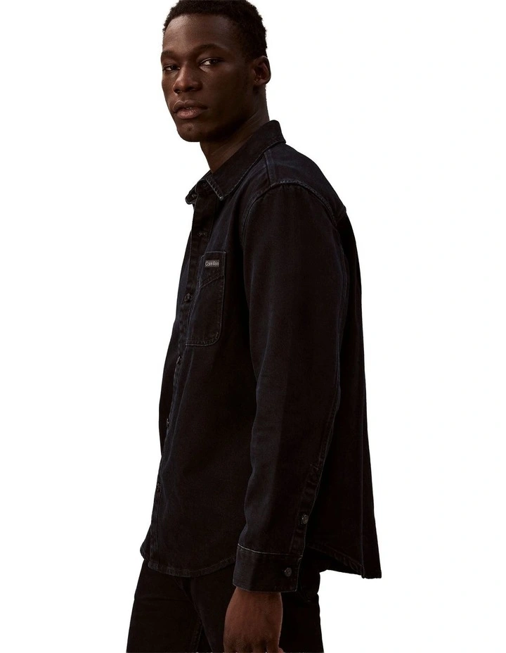 90S Denim Overshirt in Blue Black Stone image 3