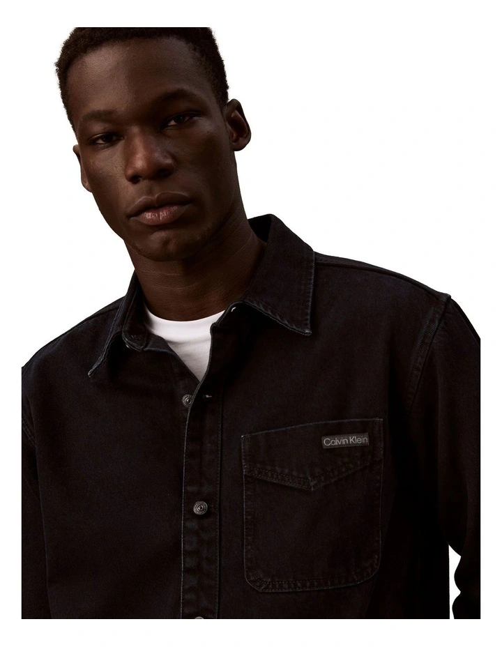 90S Denim Overshirt in Blue Black Stone image 4