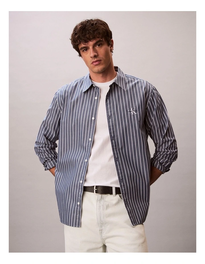 Washed Poplin Stripe Button-Down Shirt image 1