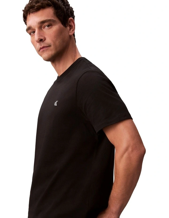 Short Sleeve Monogram Easy Tee in Black image 3