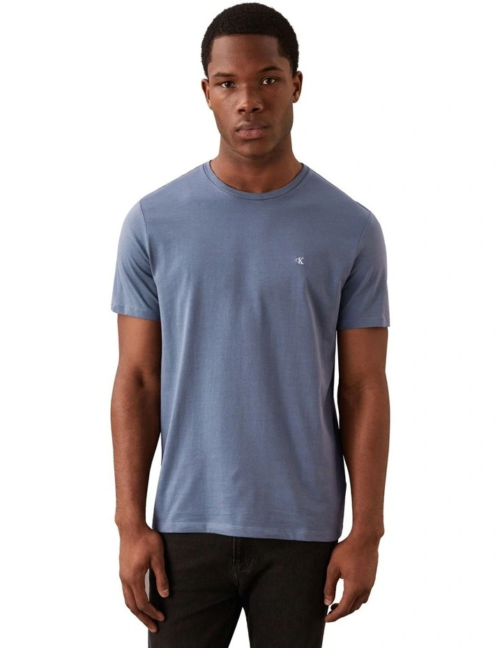 Short Sleeve Smooth Cotton Solid Crew Neck Tee in Grisaille image 1