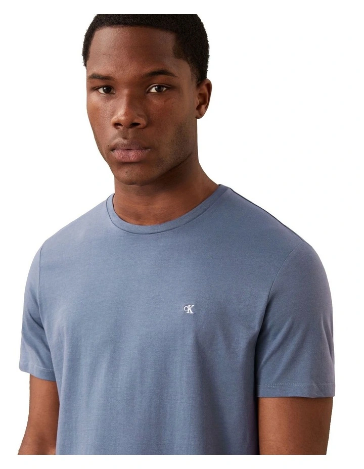 Short Sleeve Smooth Cotton Solid Crew Neck Tee in Grisaille image 3