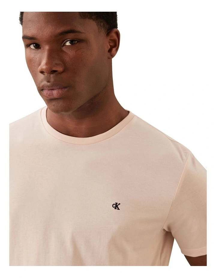 Short Sleeve Smooth Cotton Solid Crew Neck Tee in Silver Peony image 3