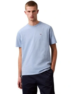 Short Sleeve Smooth Cotton Solid Crewneck Tee in Well Water