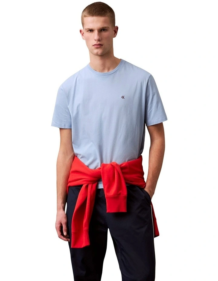 Short Sleeve Smooth Cotton Solid Crewneck Tee in Well Water image 4