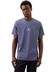 Monologo Graphic Short Sleeve Crewneck Tee in Blue