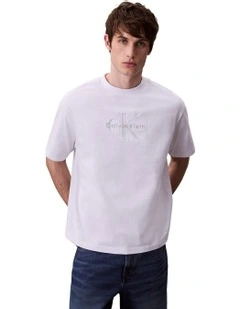 Short Sleeve Monologo Embroidery Crewneck Tee in White