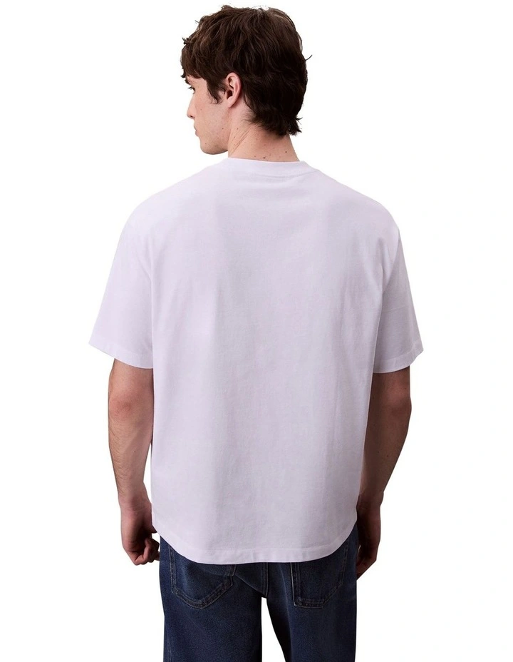 Short Sleeve Monologo Embroidery Crewneck Tee in White image 2