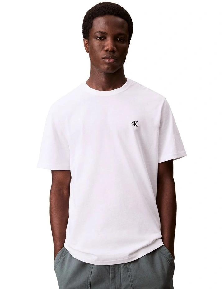 Short Sleeves Easy Monogram Tee in White image 1