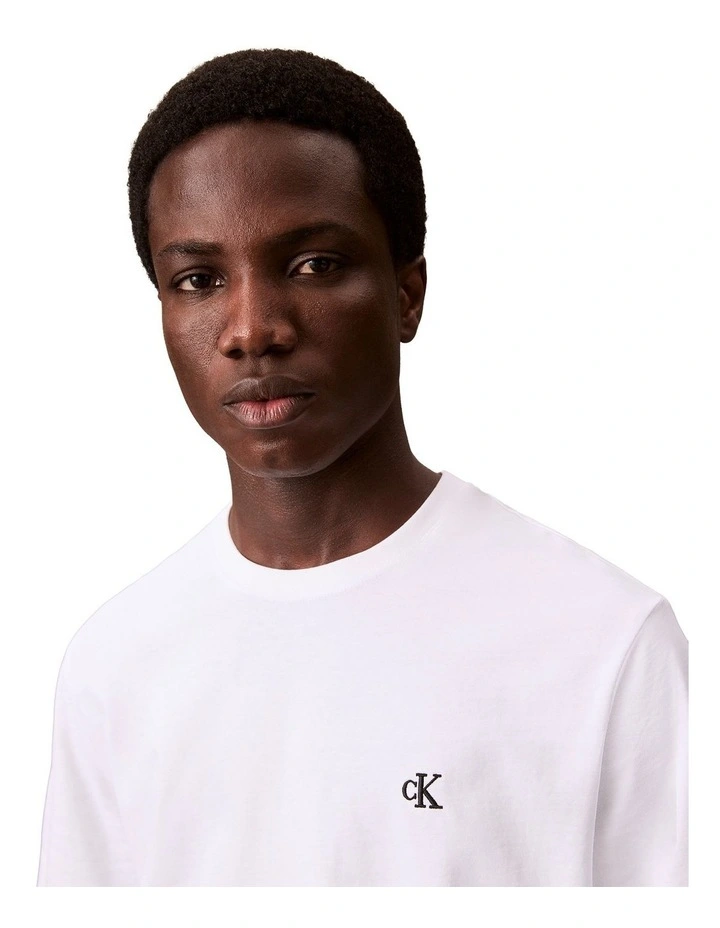 Short Sleeves Easy Monogram Tee in White image 3