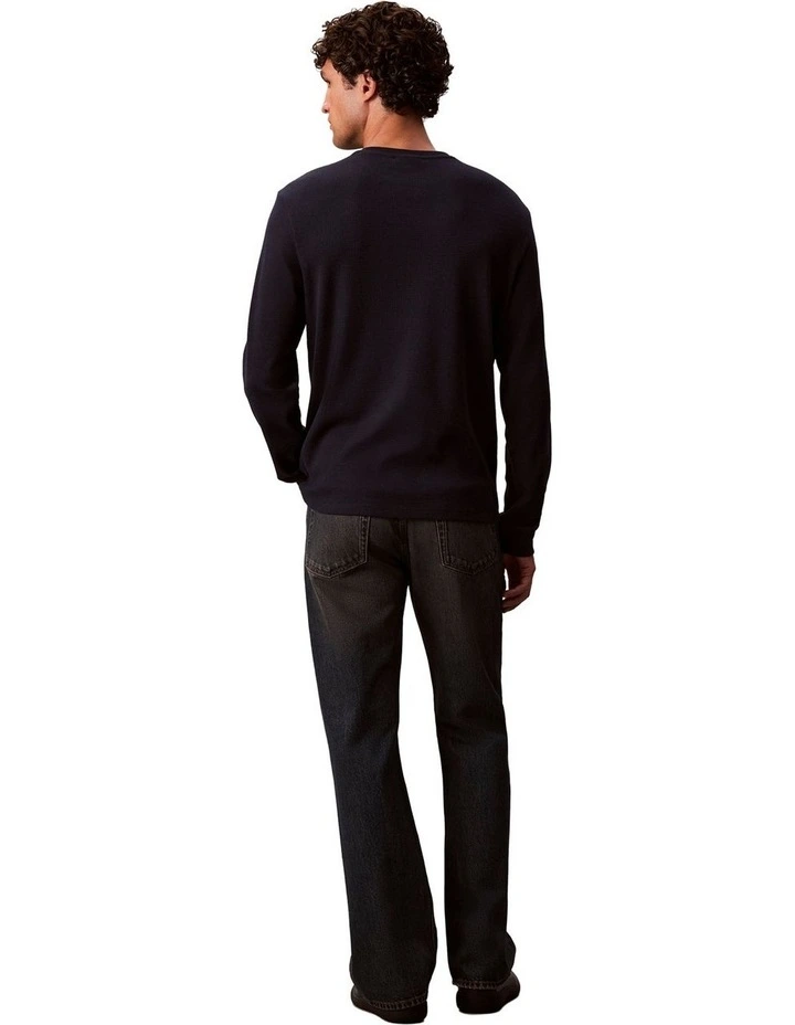 Badge Waffle Long Sleeves Tee in Blue image 2