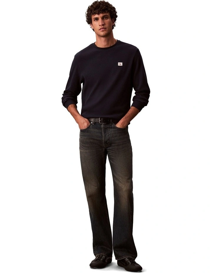 Badge Waffle Long Sleeves Tee in Blue image 5