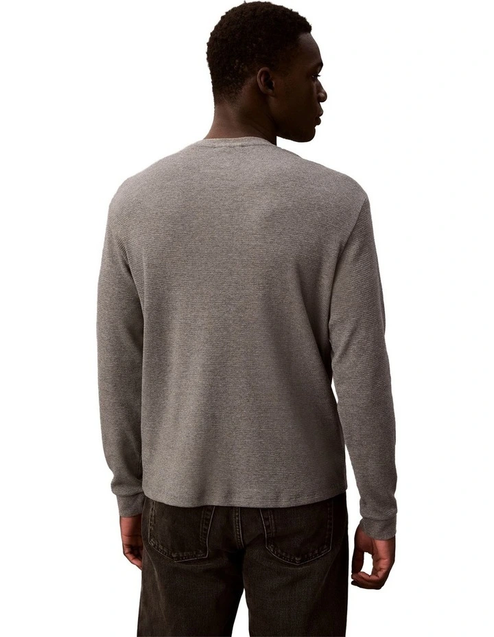 Badge Waffle Long Sleeves Tee in Grey image 2