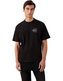 Short Sleeves 30S Micro Monologo Graphic Tee in Black