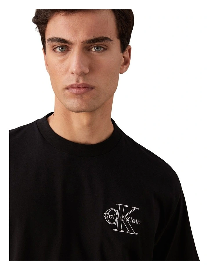 Short Sleeves 30S Micro Monologo Graphic Tee in Black image 3