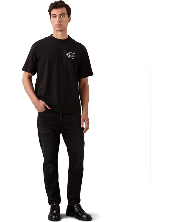 Short Sleeves 30S Micro Monologo Graphic Tee in Black image 4