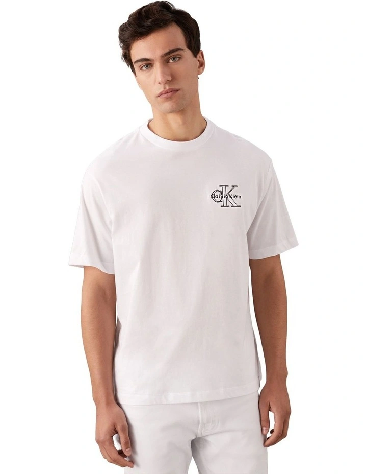 Short Sleeves 30S Micro Monologo Graphic Tee in White image 1
