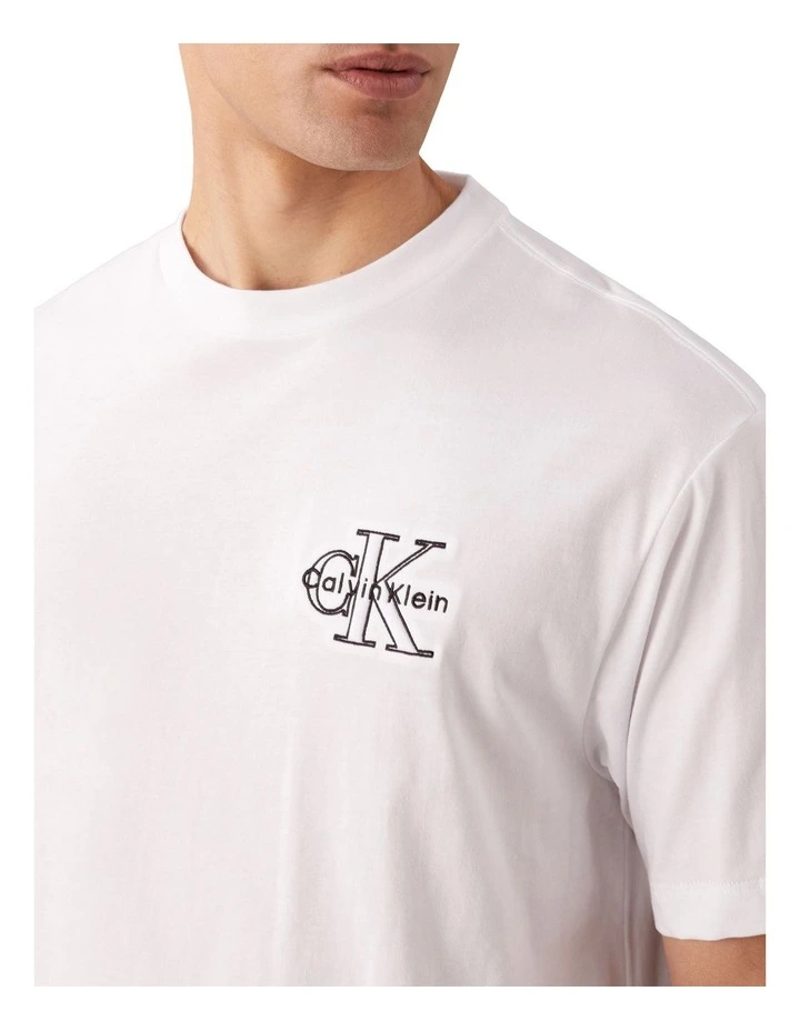 Short Sleeves 30S Micro Monologo Graphic Tee in White image 3