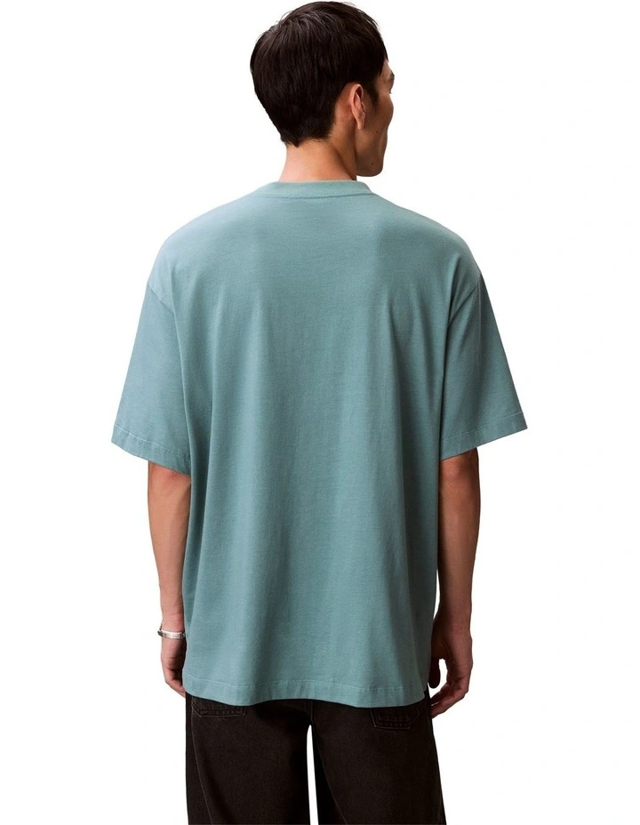 Short Sleeves 30S Micro Monologo Graphic Tee in Blue image 2