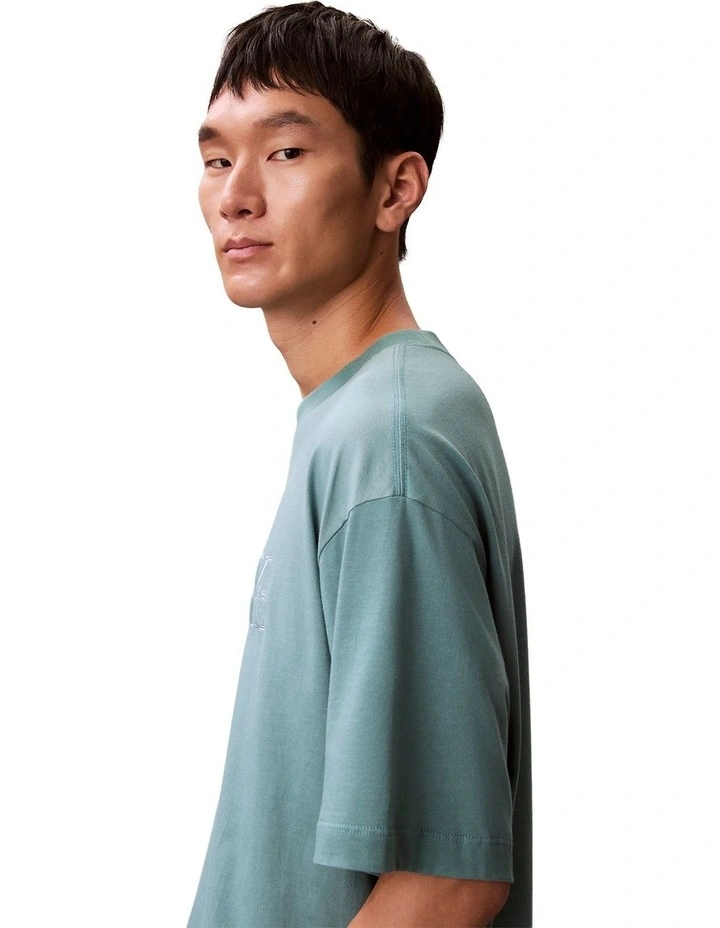 Short Sleeves 30S Micro Monologo Graphic Tee in Blue image 4