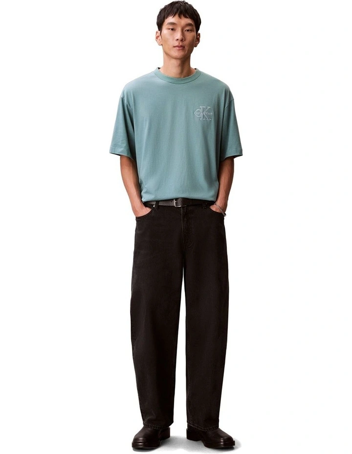 Short Sleeves 30S Micro Monologo Graphic Tee in Blue image 5