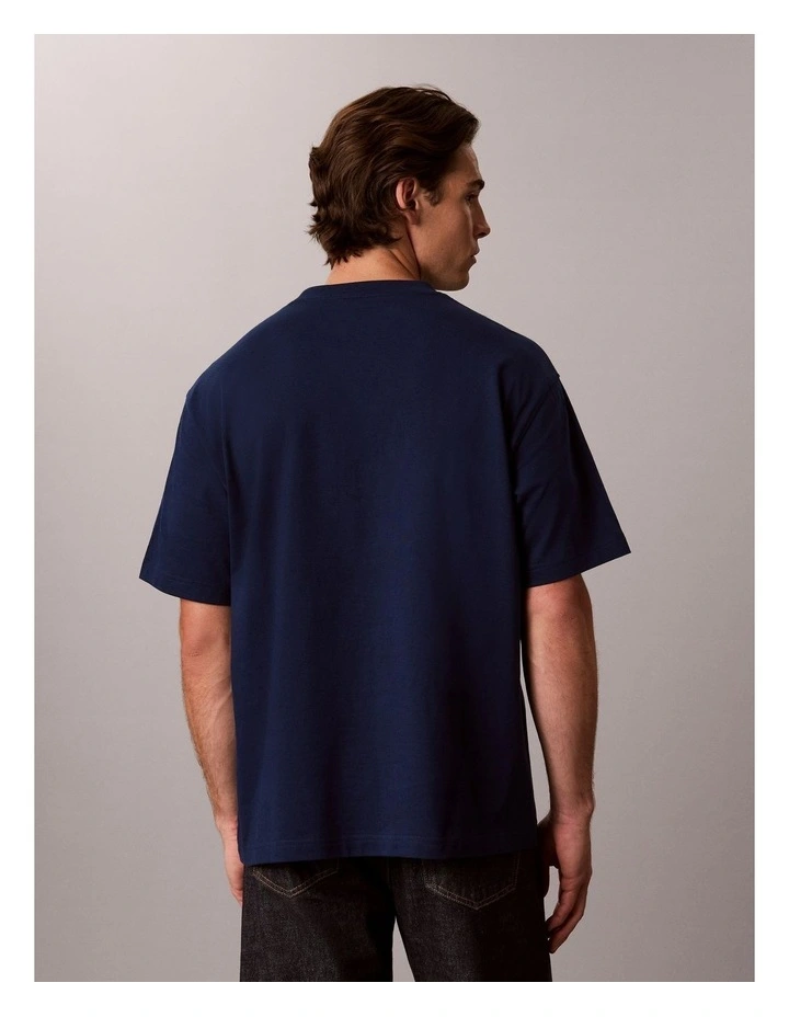 Short Sleeve Relaxed Denim Washed Monologo Graphic T-shirt in Pageant Blue image 2
