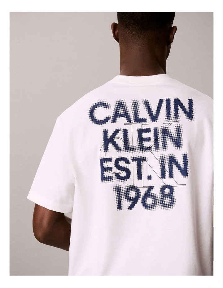 Short Sleeve Oversized Overlay Back Denim Washed Monologo Graphic T-Shirt image 4