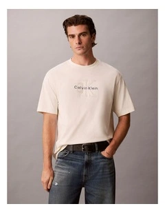 Short Sleeve Relaxed Denim Washed Monologo Graphic T-shirt