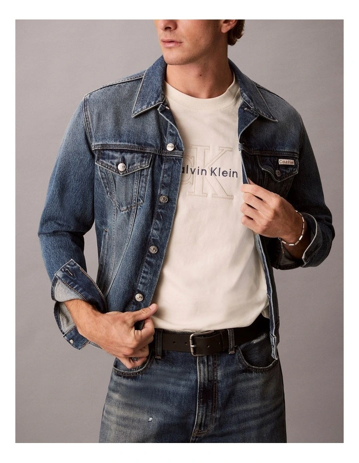 Short Sleeve Relaxed Denim Washed Monologo Graphic T-shirt image 3