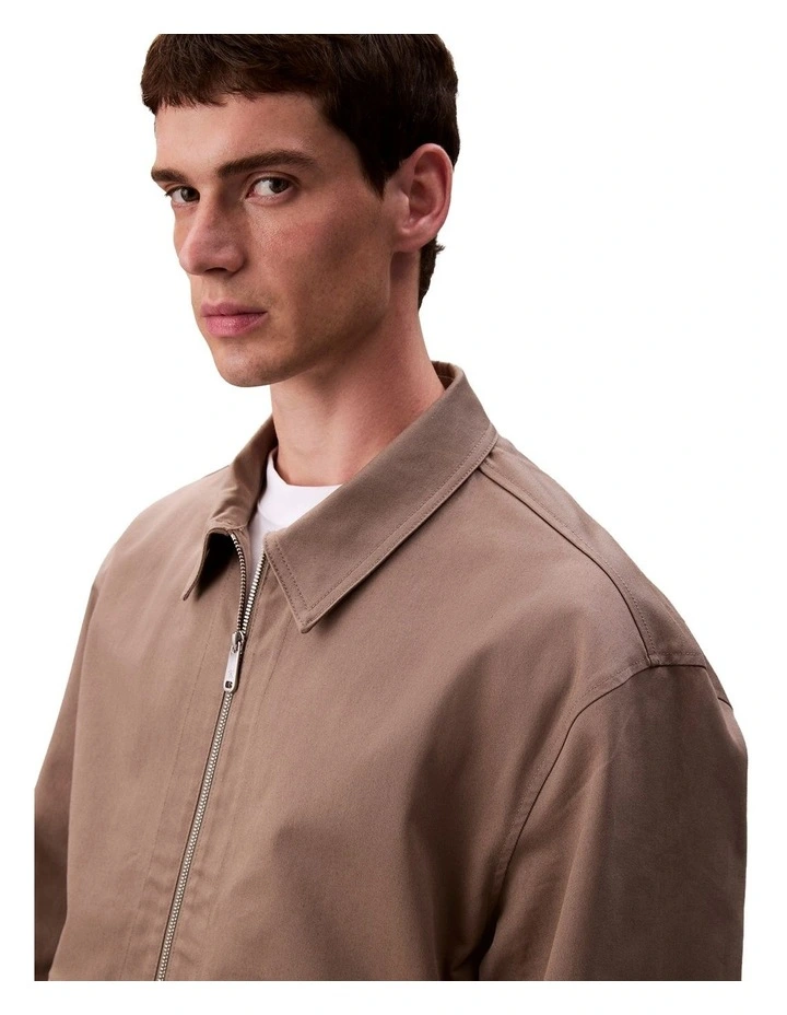 Long sleeve Utility Cotton Patch Pocket Jacket in Brown image 4