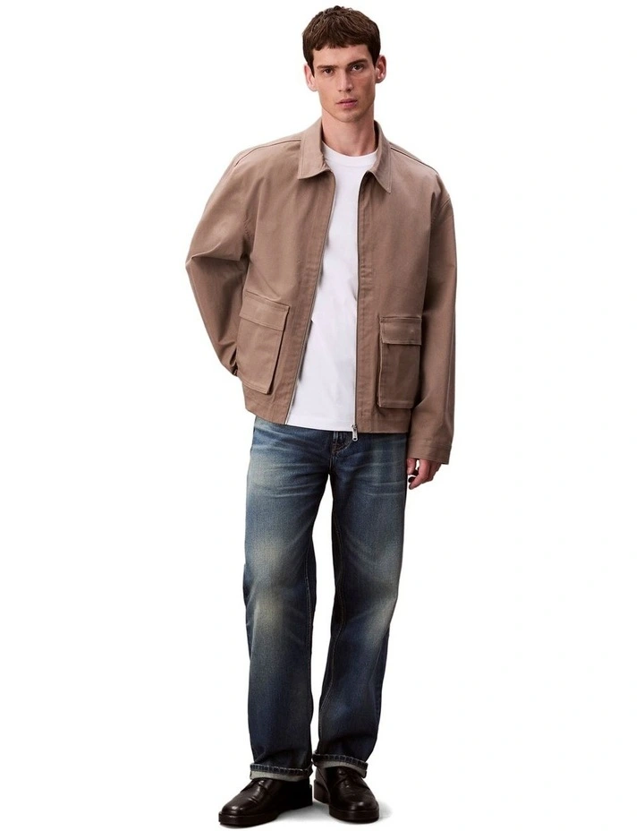 Long sleeve Utility Cotton Patch Pocket Jacket in Brown image 6