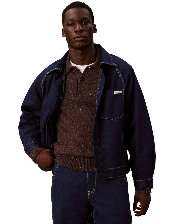 Denim Darted Workwear Jacket in Shuriken Rinse image 1