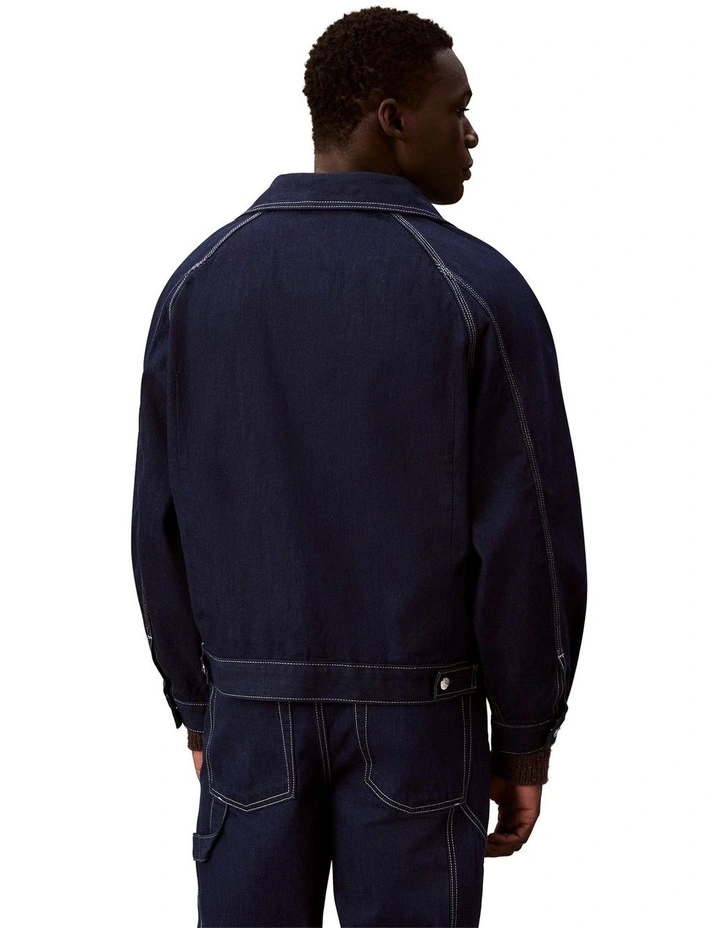 Denim Darted Workwear Jacket in Shuriken Rinse image 2