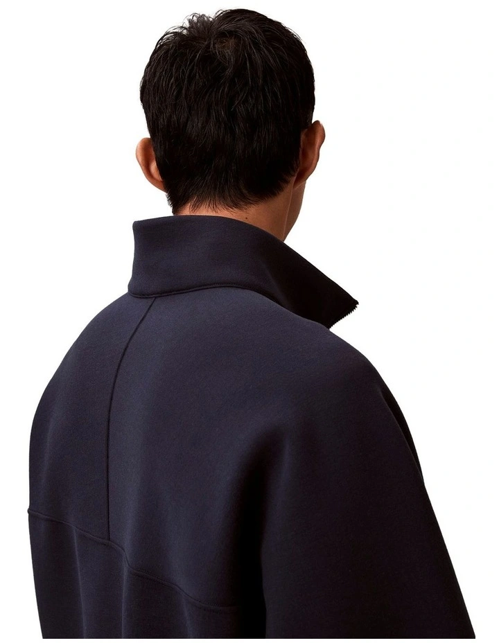 Long Sleeve Cotton Spacer Logo Jacquard Quarter Zip Jacket in Blue image 5