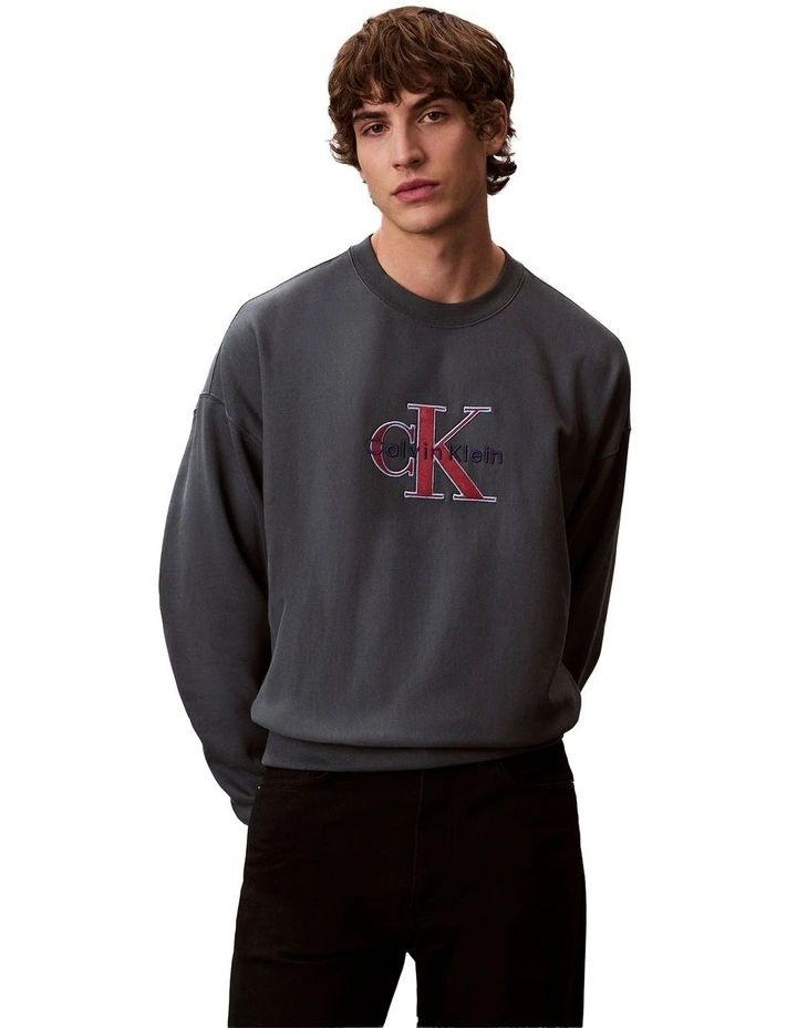 Premium Tri-Color Monologo Crew Neck Sweatshirt image 1