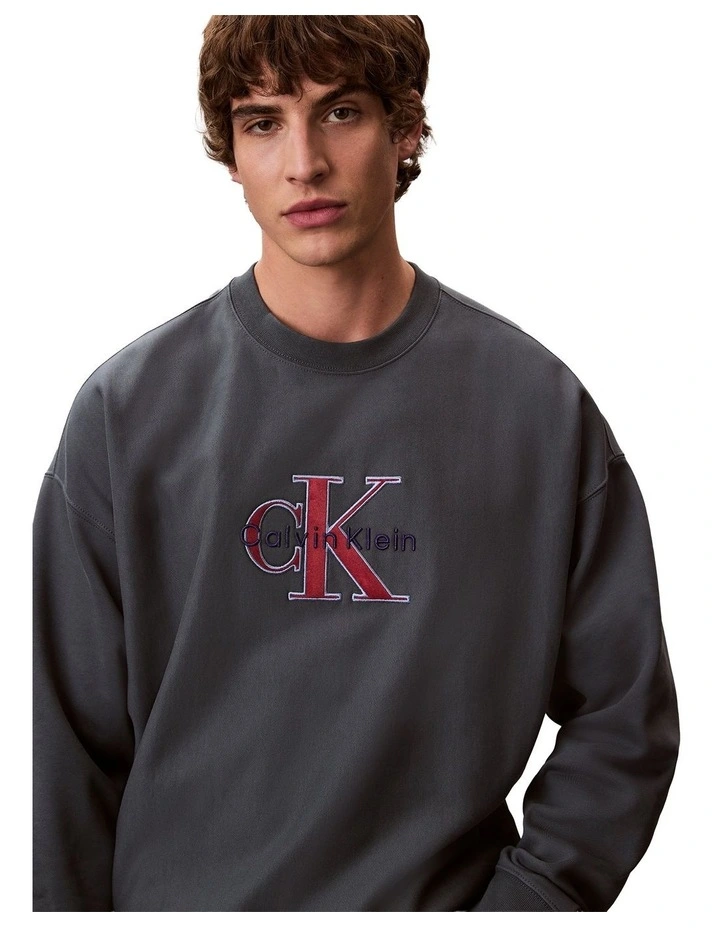 Premium Tri-Color Monologo Crew Neck Sweatshirt image 3