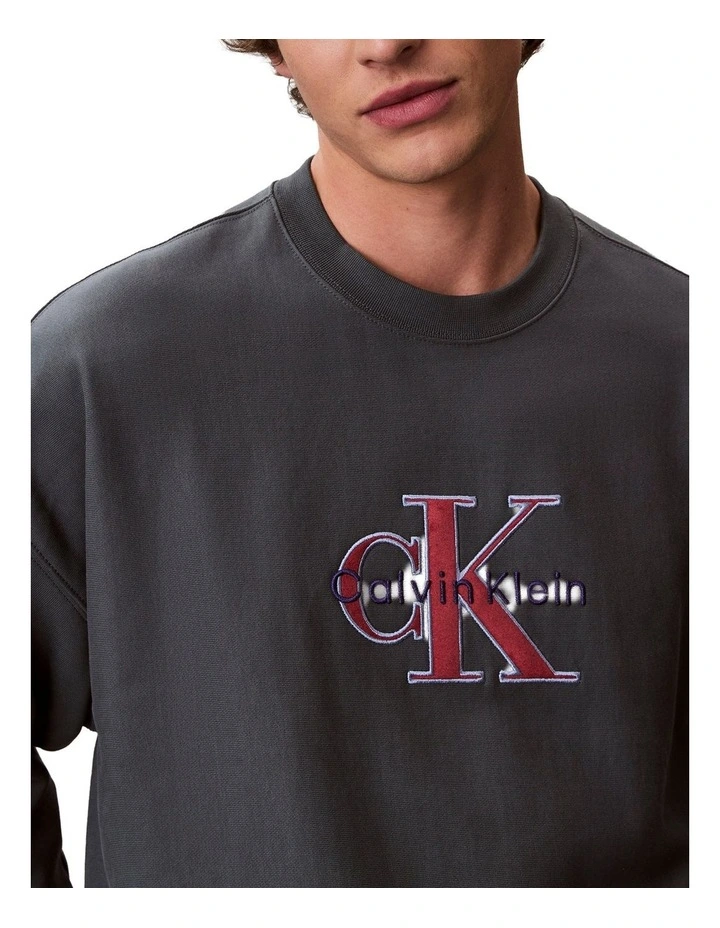 Premium Tri-Color Monologo Crew Neck Sweatshirt image 4