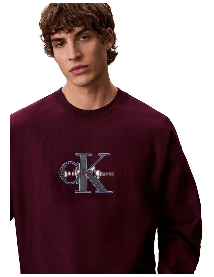 Premium Tri-Color Monologo Crew Neck Sweatshirt image 4