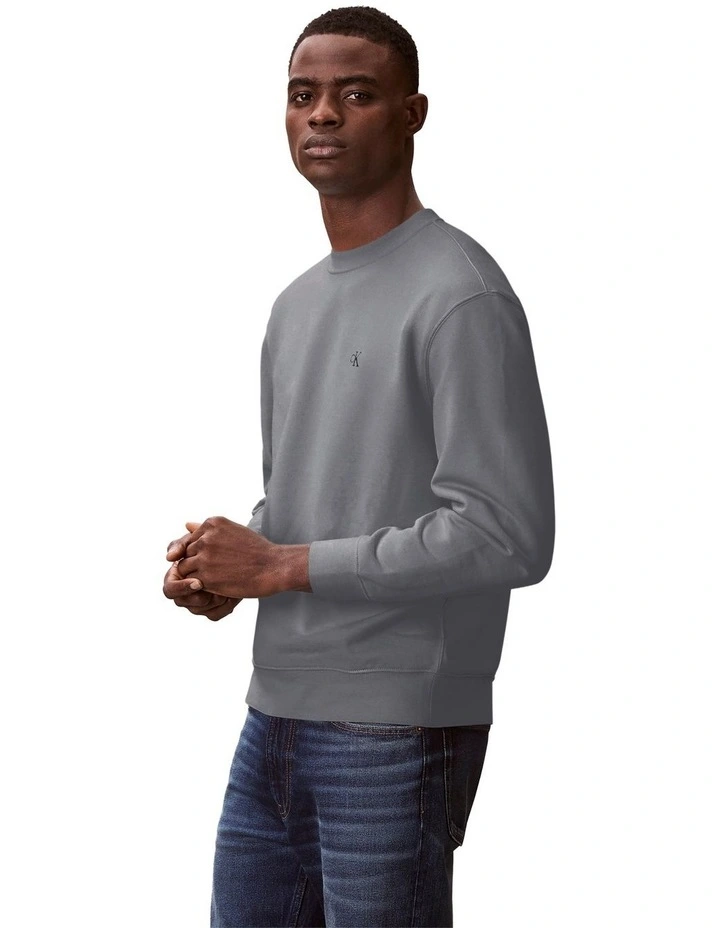 Long sleeves 350 Terry Monogram Crew neck Sweatshirt in Grey image 3