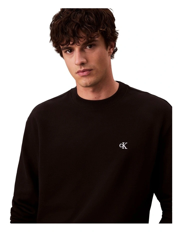 Long Sleeves 350 Terry Monogram Crew Neck Sweatshirt in Black image 4
