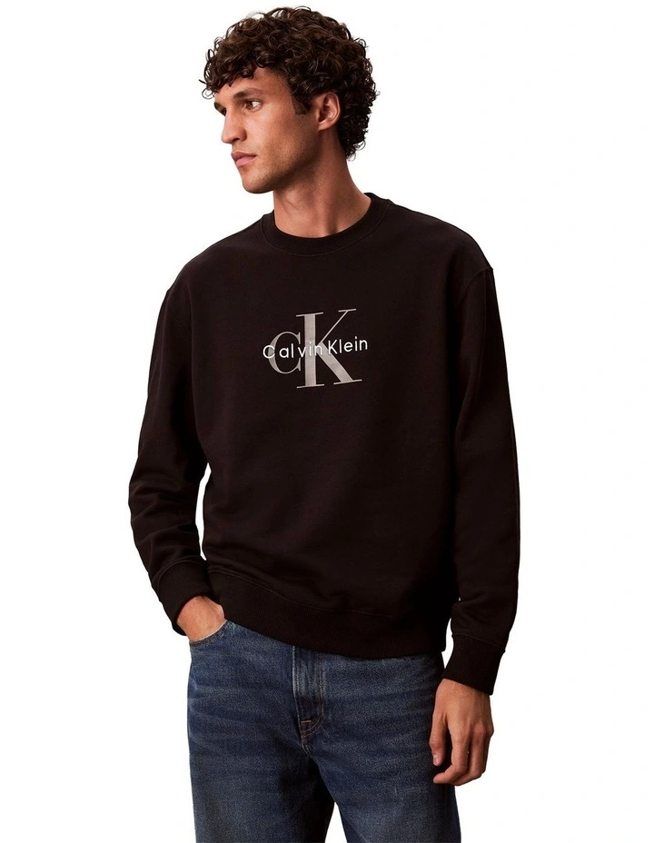 Oversized Monogram Sweatshirt in Black image 1