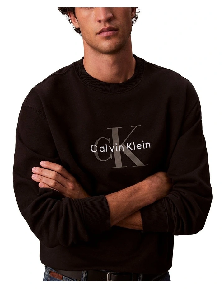 Oversized Monogram Sweatshirt in Black image 3